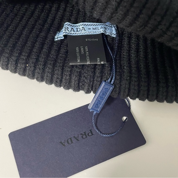 Prada Black Ribbed Knit Beanie - Picture 4 of 6